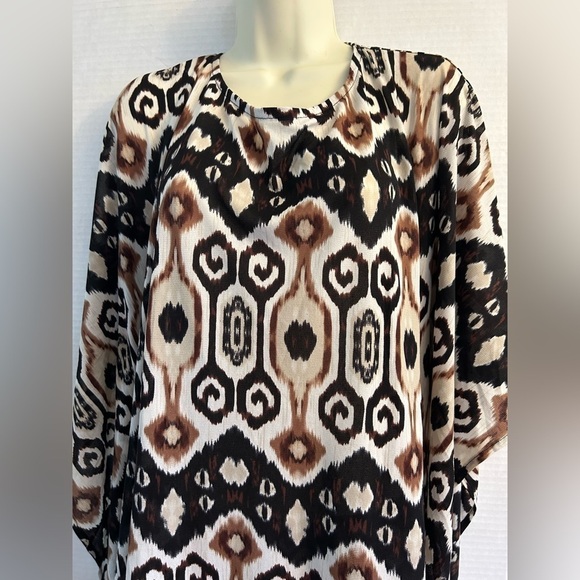 Chico’s caftan blouse top in tan, black, & brown Sx- L/XL. R4 - Picture 2 of 8